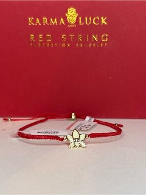 Karma and Luck Red String Lotus Charm Bracelet
